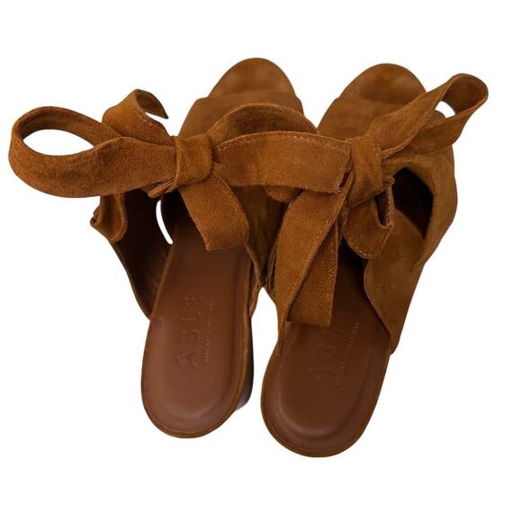 Brown Suede Ankle Wrap Tie Platform Wedges Heel Womens Sz 9M Soft Leather Brazil - Picture 16 of 16